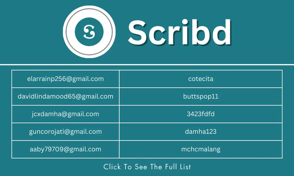 Free Scribd Account Username and Password