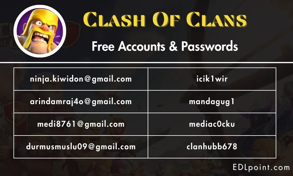 51+ Free COC Accounts With Gmail and Password (April 2024)